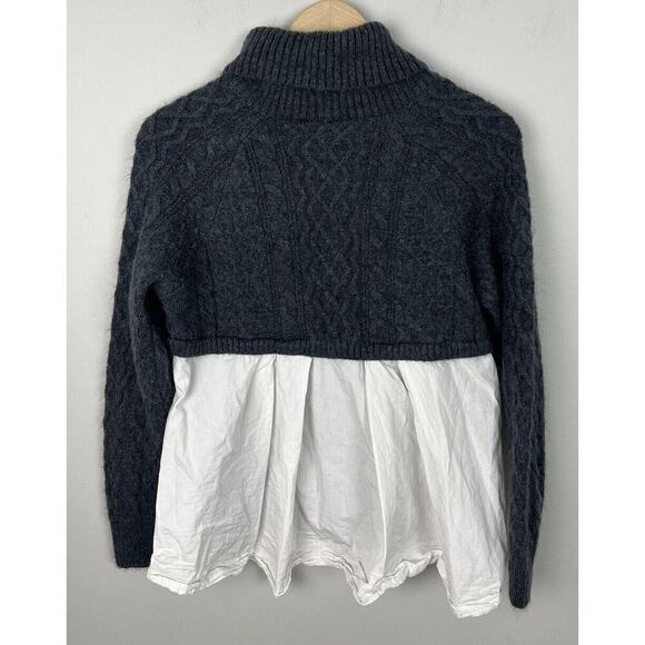 By Anthropologie Mixed Media Turtleneck Cable Sweater Size XS Cotton Women’s - Picture 4 of 7